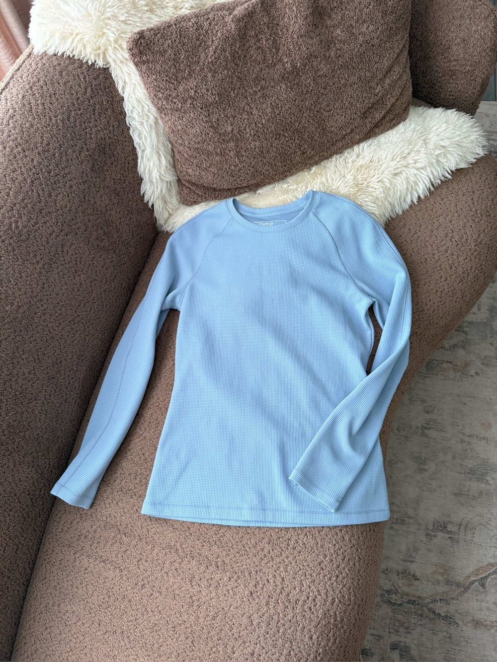 Figs Waffle Long-Sleeve Underscrub in Blue